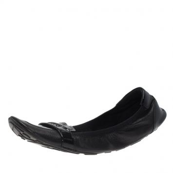 Pre Owned Prada Sport Black Patent Loafer Ballet Flats Size 38.5