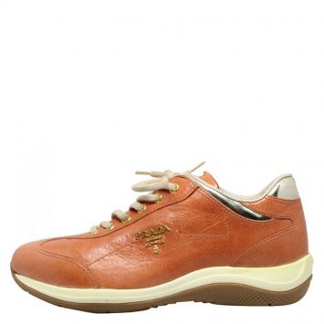 Pre Owned Prada Sport Tan Leather Sneakers Size 36