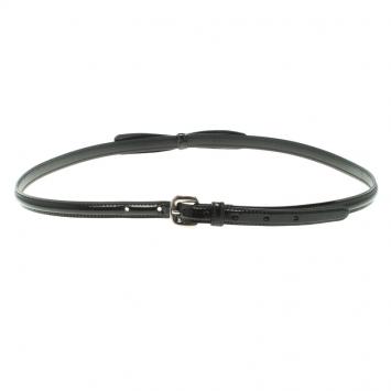 Pre Owned Prada Black Patent Leather Bow Skinny Belt 80 CM