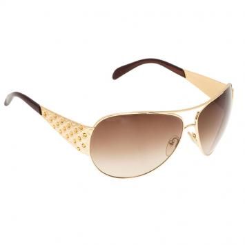 Pre Owned Prada Gold SPR 65I Sunglasses