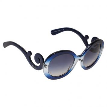 Pre Owned Prada Blue Shaded Baroque Round Sunglasses