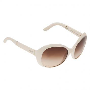 Pre Owned Prada White SPR 12O Oversized Round Sunglasses 