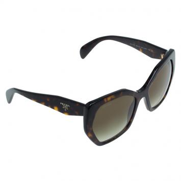 Pre Owned Prada Tortoise SPR16R Geometric Sunglasses