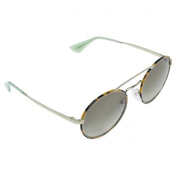 Pre Owned Prada Two Tone SPR51S Round Aviator Sunglasses