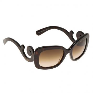 Pre Owned Prada Brown Baroque Rectangle Sunglasses