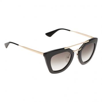 Pre Owned Prada Black and Gold SPR 09Q Cat Eye Sunglasses