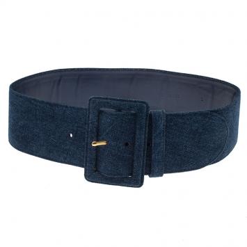 مملوكة مسبقًا Prada Blue Denim Wide Belt 75 CM
