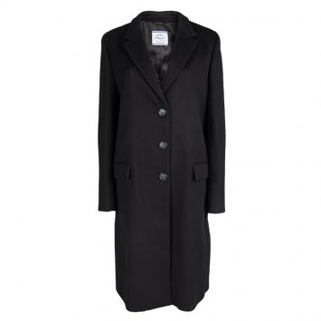 Pre Owned Prada Black Wool Overcoat L