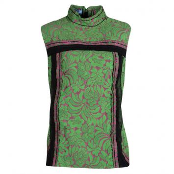 مملوكة مسبقًا Prada Multicolor Floral Jacquard Contrast Trim Sleeveless Top M