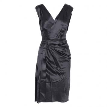 Pre Owned Prada Black Pleated Detail Sleeveless Cocktail Dress S