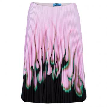 Pre Owned Prada Pink Print Pleat Skirt S