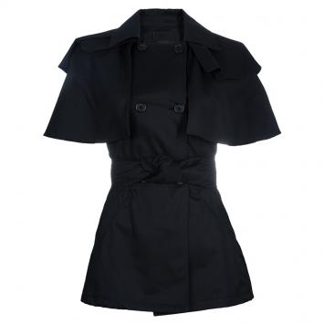 Pre Owned Prada Black Cape Sleeve Trench Style Belted Jacket S