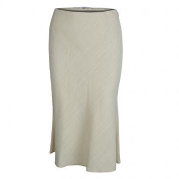Pre Owned Prada Cream Textured A-Line Skirt S