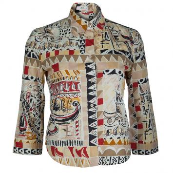 Pre Owned Prada Multicolor Printed Long Sleeve Buttondown Cotton Shirt M
