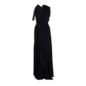 Pre Owned Prada Black Silk Ruched Halter Gown M