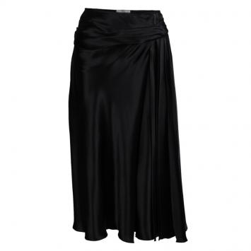 Pre Owned Prada Black Semi Pleated A-Line Skirt M 
