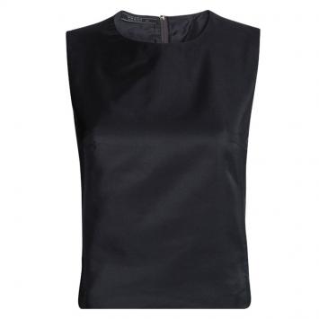 Pre Owned Prada Black Silk Sleeveless Cropped Top M