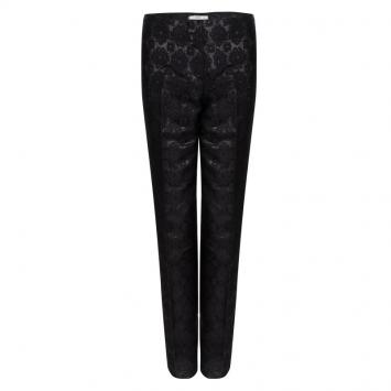 Pre Owned Prada Black Floral Lurex Jacquard Knit Trousres S