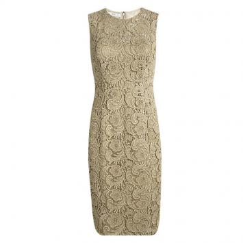 Pre Owned Prada Gold Lace Sleeveless Sheath Dress S