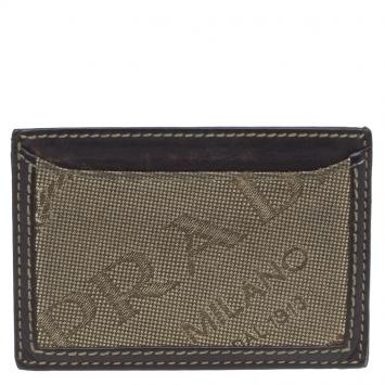 Pre Owned Prada Brown Logo Canvas Card Holder