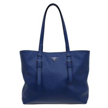 Pre Owned Prada Royal Blue Saffiano Soft leather Shopping Tote
