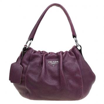 Pre Owned Prada Purple Deer Skin Leather Hobo