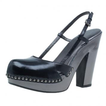 Pre Owned Prada Black Slingback Sandals Size 38