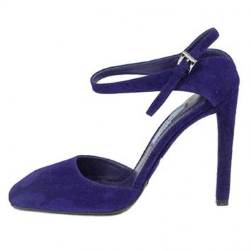 Pre Owned Prada Purple Suede Ankle Strap Pumps Size 37.5