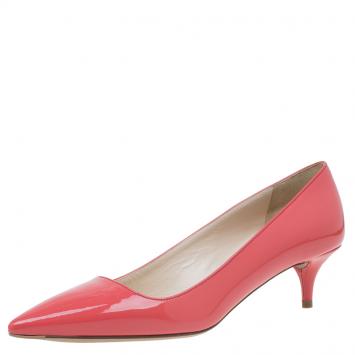 Pre Owned Prada Coral Patent Pointed Pumps Size 37
