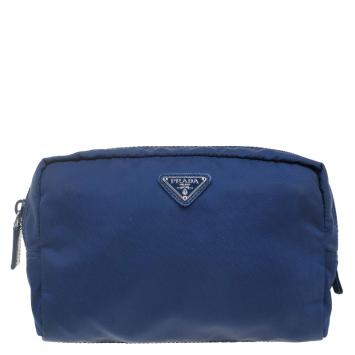 Pre Owned Prada Royal Blue Vela Necessary Beauty Pouch 