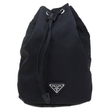 Pre Owned Prada Black Vela Cosmetic Drawstring Bag