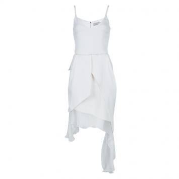 Pre Owned Preen by Thornton Bregazzi White Layered Asymmetric Sleeveless Dress XS