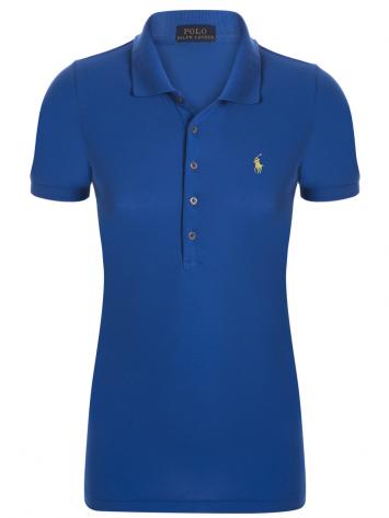 Pre Owned Polo Ralph Lauren Cobalt Blue/Yellow Logo Polo Shirt L