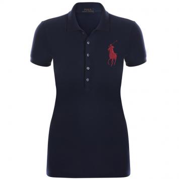 Pre Owned Polo Ralph Lauren Navy Blue/Red Logo Polo Shirt M