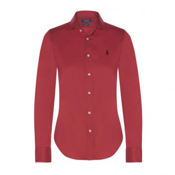 Pre Owned Polo Ralph Lauren Red Logo Long Sleeve Shirt S