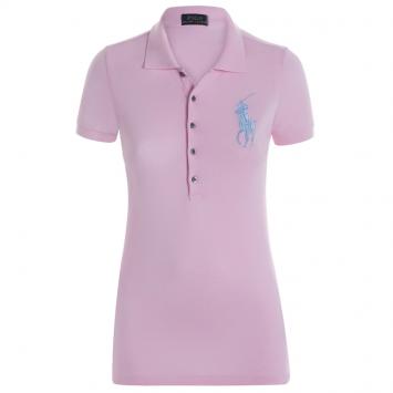 Pre Owned Polo Ralph Lauren Pink/Blue Logo Polo Shirt L