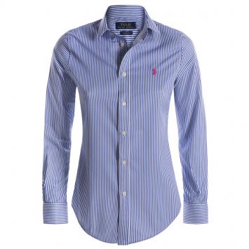 Pre Owned Polo Ralph Lauren Blue/White Striped Logo Long Sleeve Shirt XL