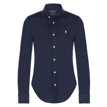 Pre Owned Polo Ralph Lauren Navy Blue Logo Long Sleeve Shirt XL