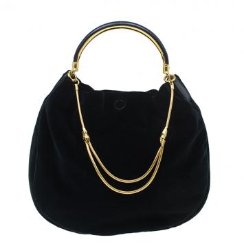 Pre Owned Ralph Lauren Black Velvet Small Hobo
