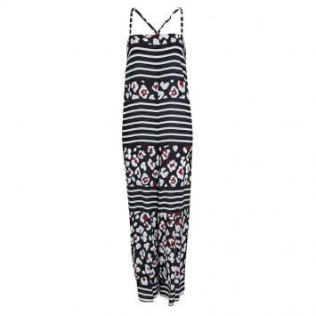 مملوكة مسبقًا Red Valentino Navy Blue Floral Printed Silk Cross Back Sleeveless Jumpsuit S