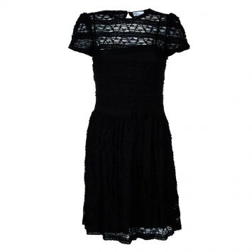 مملوكة مسبقًا RED Valentino Black Lace Short Sleeve Dress M