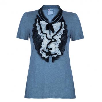 مملوكة مسبقًا RED Valentino Grey Lace Bib Top S