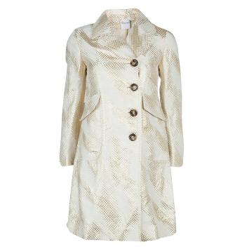 Pre Owned Red Valentino Cream and Gold Bow Detail Overcoat S