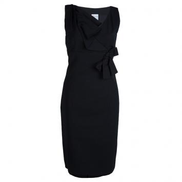 مملوكة مسبقًا RED Valentino Black Bow Detail Sleeveless Dress M