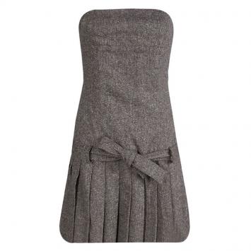 Pre Owned RED Valentino Brown Pleated Strapless Dress M