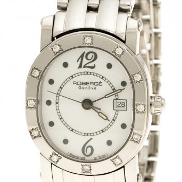 Pre Owned  Roberge White Stainless Steel Diamond Andromede RS Women's Wristwatch 27 mm