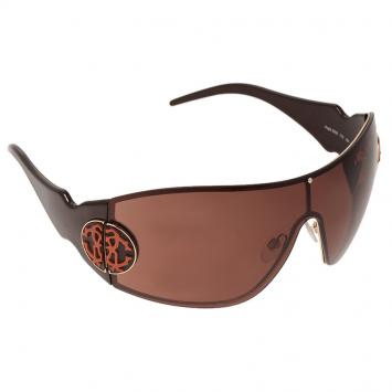 Pre Owned Roberto Cavalli Brown Augia 250S Shield Sunglasses