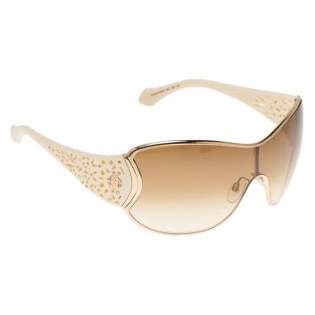 Pre Owned Roberto Cavalli Cream Alcyone Shield Sunglasses