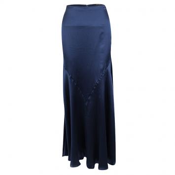 Pre Owned Roberto Cavalli Blue Silk Flared Maxi Skirt S