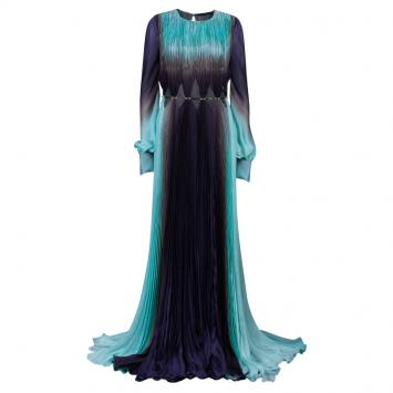 مملوكة مسبقًا Roberto Cavalli Plisse Chiffon Cutout Gown M